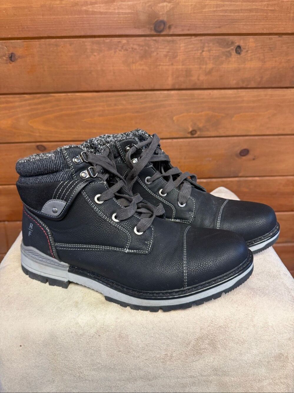 Reserved Footwear Men's Neutron Boots black faux leather upper Sz 11